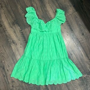 NWT Lilly Pulitzer Asteria Eyelet Babydoll Dress Cabana Green Size 0